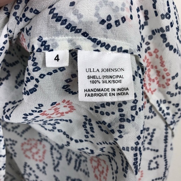 Ulla Johnson Dunia Floral Cold Shoulder Silk Tassel Blouse Casual Printed - Picture 7 of 7